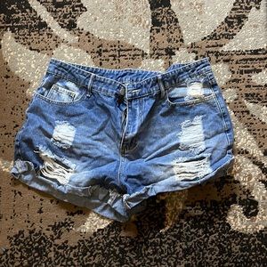 SHEIN 1XL denim shorts with rips